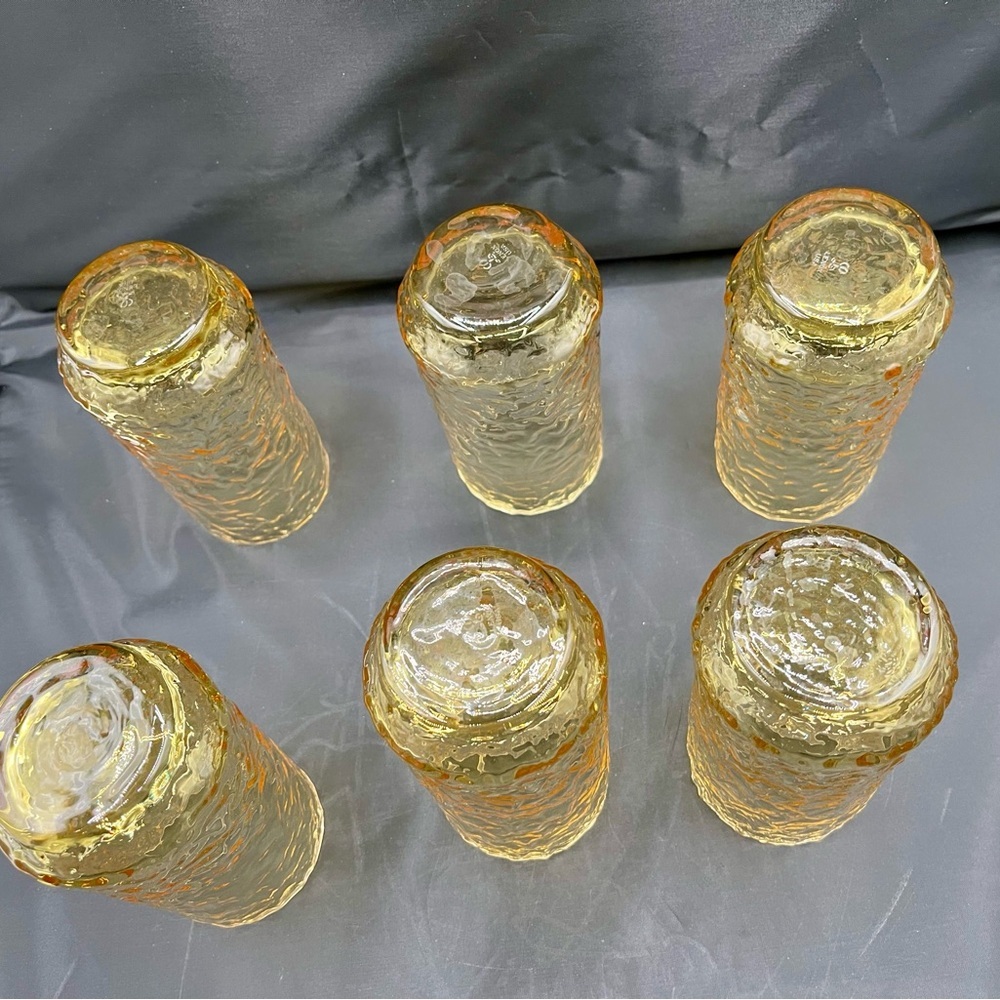 Vintage Anchor Hocking Milano Honey Gold Glasses 12 Oz Set Of 6 - Picture 8 of 12